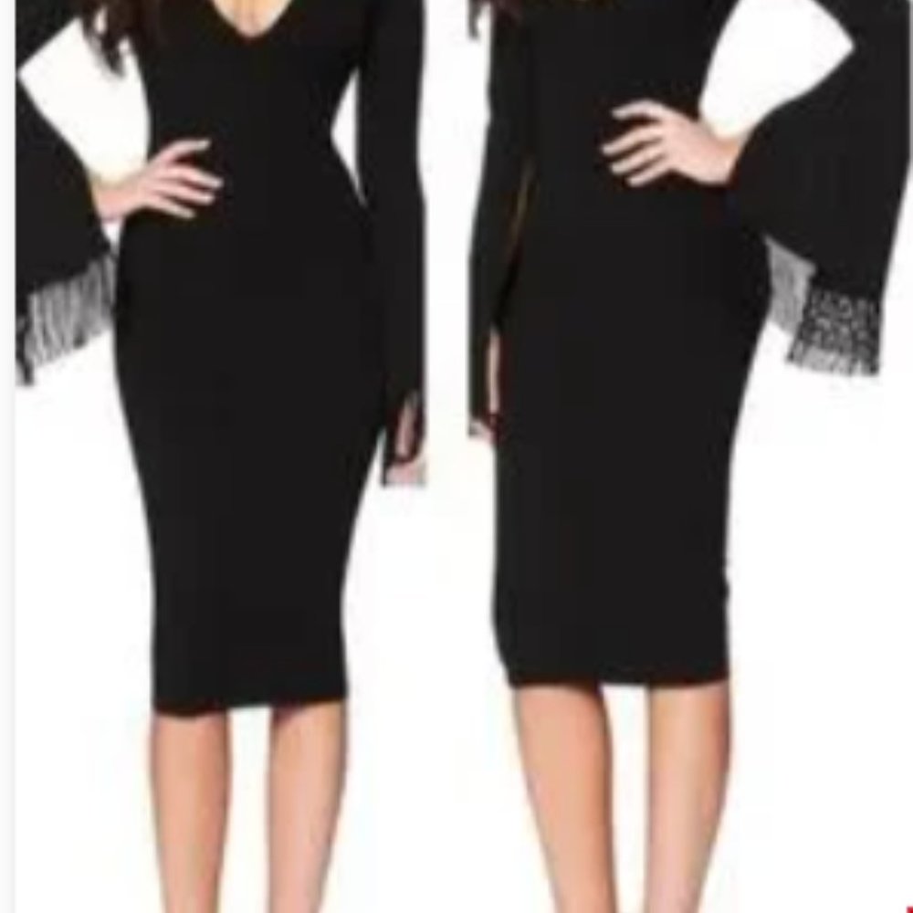 Iris Long Sleeve Midi Dress by NOOKIE, Black Size Small, NWT, NEW, body con fit